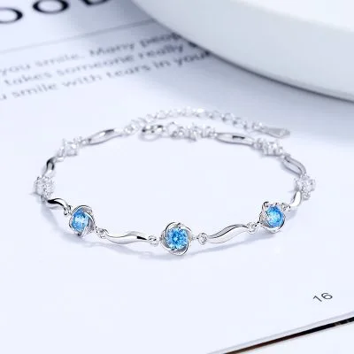 Lắc Tay Bạc Nữ đính đá CZ Cỏ 4 Lá Isabelle LILI 172465 5
