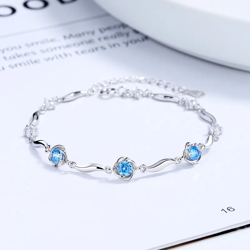 Lắc Tay Bạc Nữ đính đá CZ Cỏ 4 Lá Isabelle LILI 172465 5