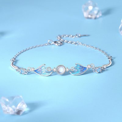 Lắc Tay Bạc Nữ đính đá CZ đuôi Cá Mặt Trăng Naomi LILI 172161 1
