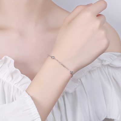 Lắc Tay Bạc Nữ đính đá CZ Hạt Tròn Wrenley LILI 172486 2