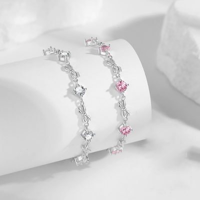 Lắc Tay Bạc Nữ đính đá CZ Hình Chiếc Nơ Amara LILI 173590 1