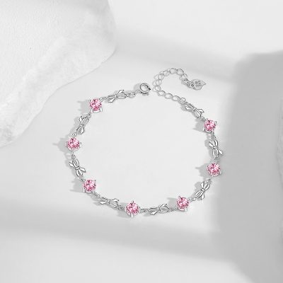Lắc Tay Bạc Nữ đính đá CZ Hình Chiếc Nơ Amara LILI 173590 5