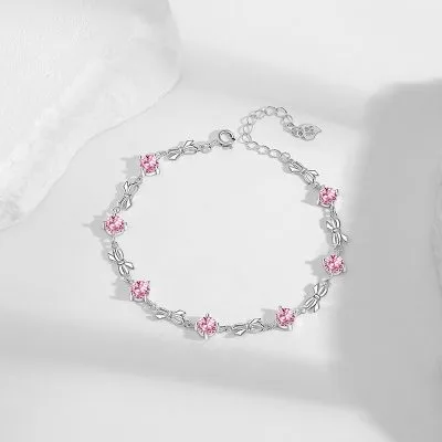 Lắc Tay Bạc Nữ đính đá CZ Hình Chiếc Nơ Amara LILI 173590 5