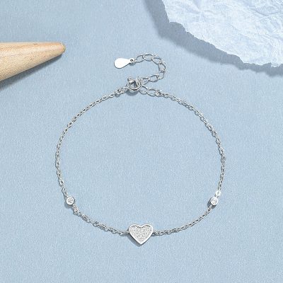 Lắc Tay Bạc Nữ đính đá CZ Hình Trái Tim Brielle LILI 172454 1
