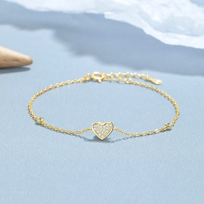 Lắc Tay Bạc Nữ đính đá CZ Hình Trái Tim Brielle LILI 172454 4