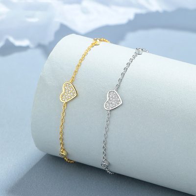 Lắc Tay Bạc Nữ đính đá CZ Hình Trái Tim Brielle LILI 172454 5