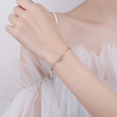 Lắc Tay Bạc Nữ đính đá CZ Hình Trái Tim Lồng Nhau Serenity LILI 172434 3