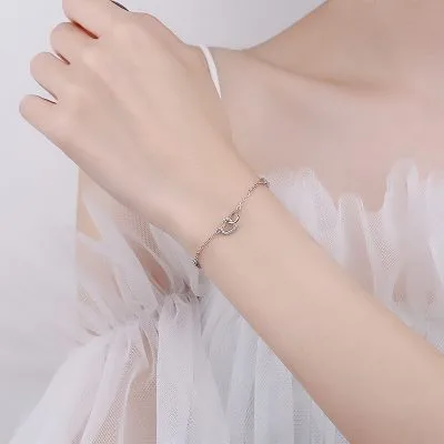 Lắc Tay Bạc Nữ đính đá CZ Hình Trái Tim Lồng Nhau Serenity LILI 172434 3