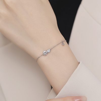 Lắc Tay Bạc Nữ đính đá CZ Hoa Hồng Tình Yêu Rachel LILI 173568 2
