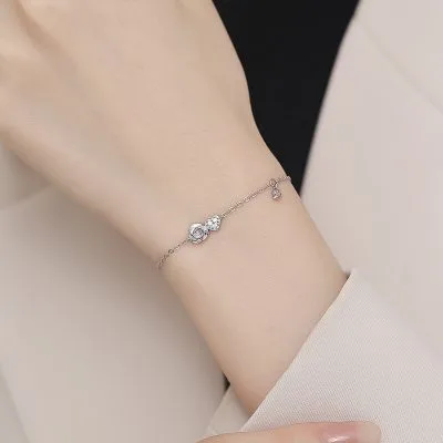 Lắc Tay Bạc Nữ đính đá CZ Hoa Hồng Tình Yêu Rachel LILI 173568 2