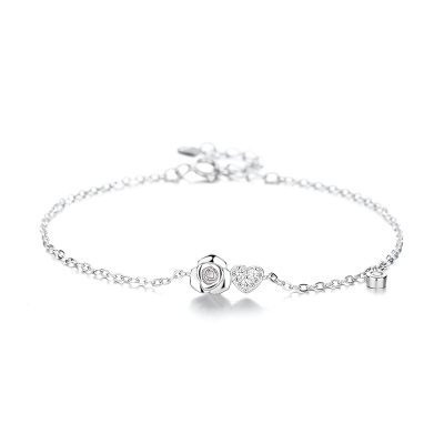 Lắc Tay Bạc Nữ đính đá CZ Hoa Hồng Tình Yêu Rachel LILI 173568 3
