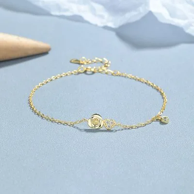 Lắc Tay Bạc Nữ đính đá CZ Hoa Hồng Tình Yêu Rachel LILI 173568 5