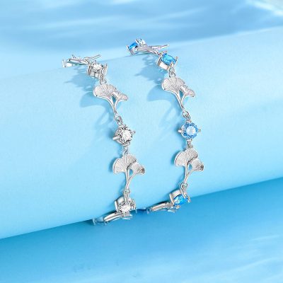 Lắc Tay Bạc Nữ đính đá CZ Lá Bạch Quả Harmony LILI 172506 1