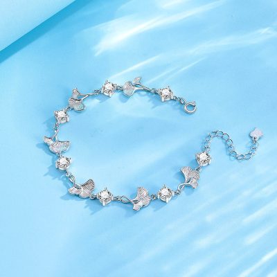 Lắc Tay Bạc Nữ đính đá CZ Lá Bạch Quả Harmony LILI 172506 4