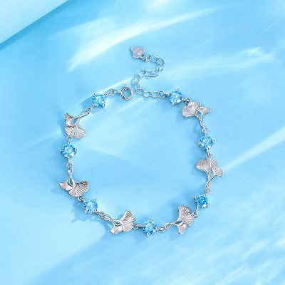 Lắc Tay Bạc Nữ đính đá CZ Lá Bạch Quả Harmony LILI 172506 5