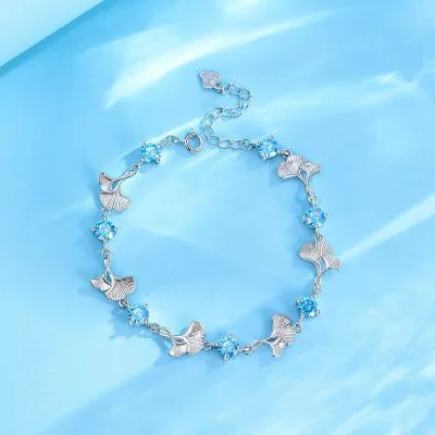 Lắc Tay Bạc Nữ đính đá CZ Lá Bạch Quả Harmony LILI 172506 5