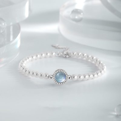 Lắc Tay Bạc Nữ đính đá CZ, Ngọc Trai Trái Tim Của Biển Jolie LILI 173989 1