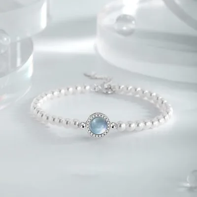 Lắc Tay Bạc Nữ đính đá CZ, Ngọc Trai Trái Tim Của Biển Jolie LILI 173989 1