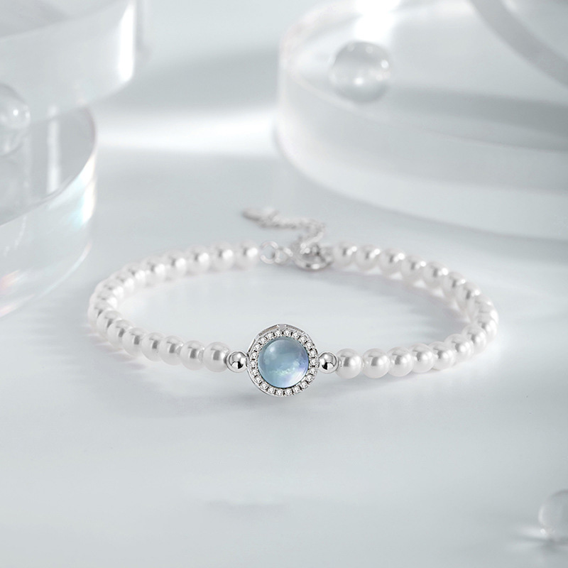 Lắc Tay Bạc Nữ đính đá CZ, Ngọc Trai Trái Tim Của Biển Jolie LILI 173989 1