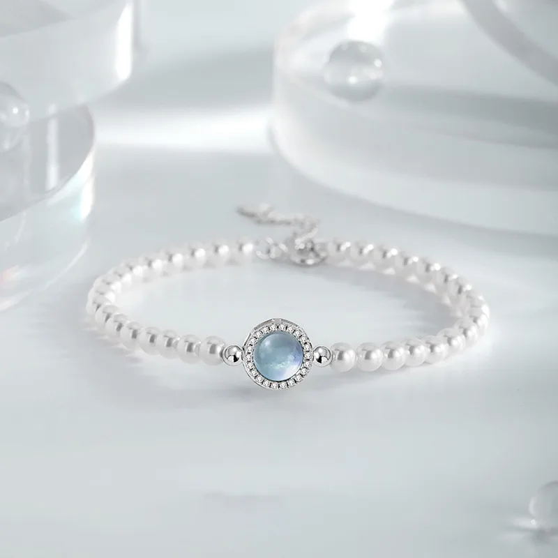 Lắc Tay Bạc Nữ đính đá CZ, Ngọc Trai Trái Tim Của Biển Jolie LILI 173989 1
