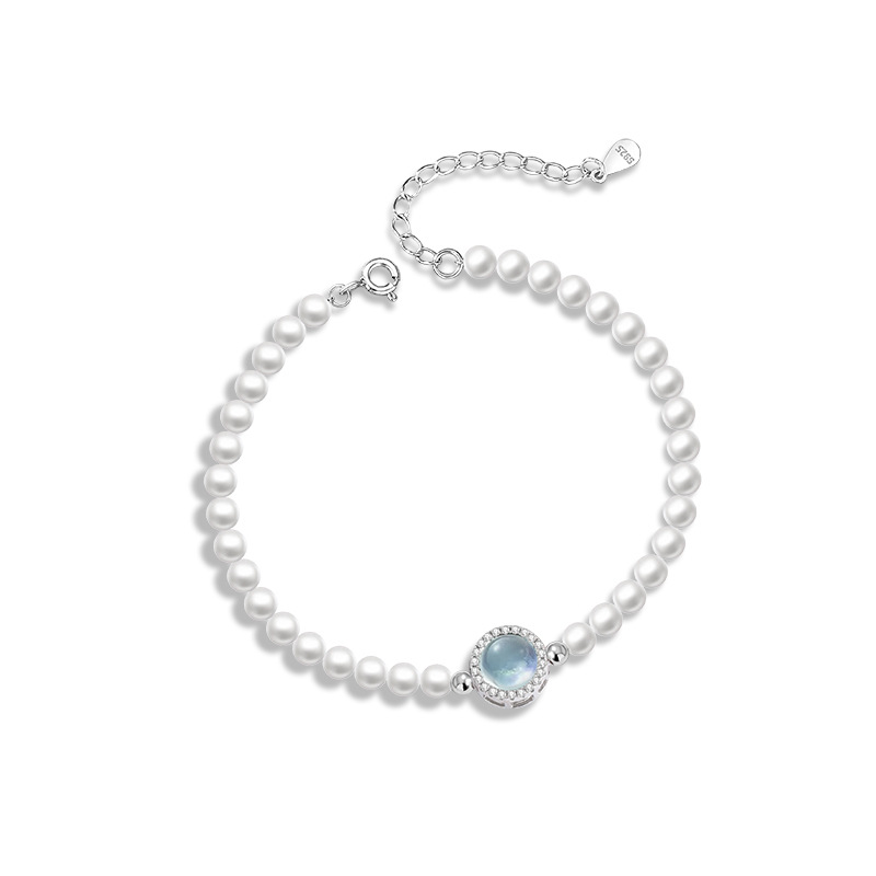 Lắc Tay Bạc Nữ đính đá CZ, Ngọc Trai Trái Tim Của Biển Jolie LILI 173989 5