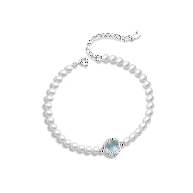Lắc Tay Bạc Nữ đính đá CZ, Ngọc Trai Trái Tim Của Biển Jolie LILI 173989 5