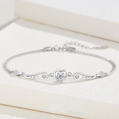Lắc Tay Bạc Nữ đính đá CZ Trái Tim Thiên Thần Luna LILI 172288 1