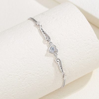 Lắc Tay Bạc Nữ đính đá CZ Trái Tim Thiên Thần Luna LILI 172288 3