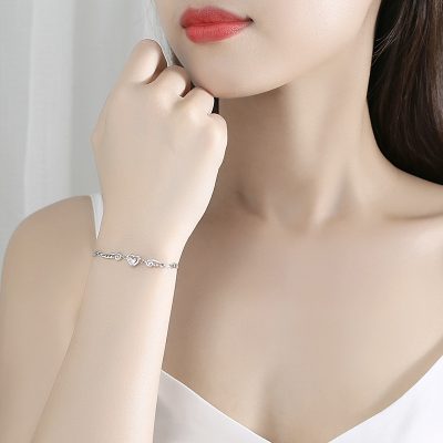 Lắc Tay Bạc Nữ đính đá CZ Trái Tim Thiên Thần Luna LILI 172288 4