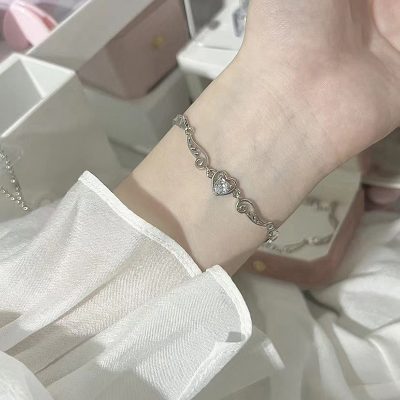 Lắc Tay Bạc Nữ đính đá CZ Trái Tim Thiên Thần Luna LILI 172288 5