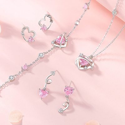 Lắc Tay Bạc Nữ đính đá CZ Trái Tim Tình Yêu Cataleya LILI 173809 1
