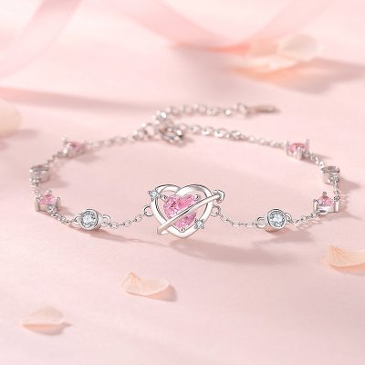Lắc Tay Bạc Nữ đính đá CZ Trái Tim Tình Yêu Cataleya LILI 173809 5