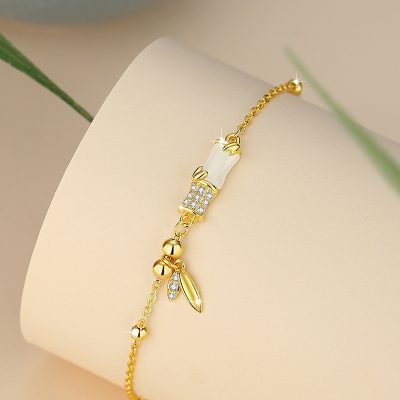 Lắc Tay Bạc Nữ đính Ngọc Bích Hetian Hình Cây Trúc Julia LILI 173602 4