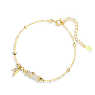 Lắc Tay Bạc Nữ đính Ngọc Bích Hetian Hình Cây Trúc Julia LILI 173602 5