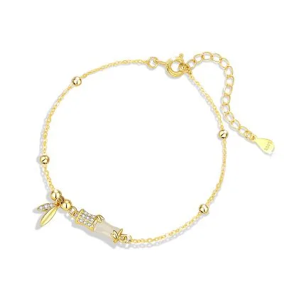 Lắc Tay Bạc Nữ đính Ngọc Bích Hetian Hình Cây Trúc Julia LILI 173602 5