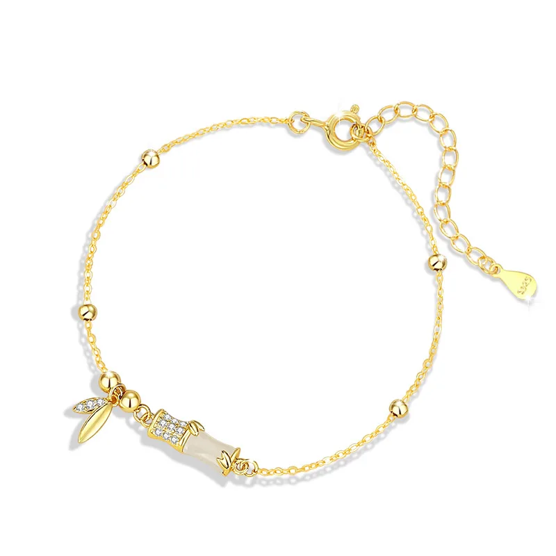 Lắc Tay Bạc Nữ đính Ngọc Bích Hetian Hình Cây Trúc Julia LILI 173602 5