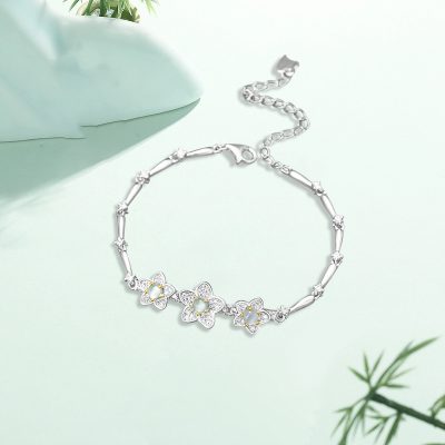 Lắc Tay Bạc Nữ đính Ngọc Bích Hình Hoa đào Millie LILI 172278 1