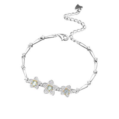 Lắc Tay Bạc Nữ đính Ngọc Bích Hình Hoa đào Millie LILI 172278 5