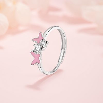Nhẫn Bạc Nữ Dạ Quang đính đá CZ Hồ điệp Journee LILI 174553 3