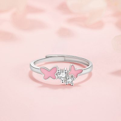 Nhẫn Bạc Nữ Dạ Quang đính đá CZ Hồ điệp Journee LILI 174553 5