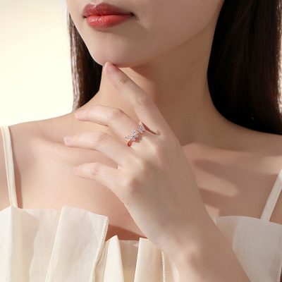 Nhẫn Bạc Nữ đính đá CZ đôi Bướm Xinh Malaya LILI 172726 2