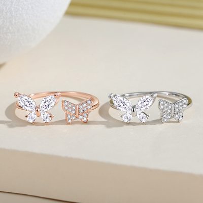 Nhẫn Bạc Nữ đính đá CZ đôi Bướm Xinh Malaya LILI 172726 3
