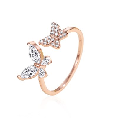 Nhẫn Bạc Nữ đính đá CZ đôi Bướm Xinh Malaya LILI 172726 4