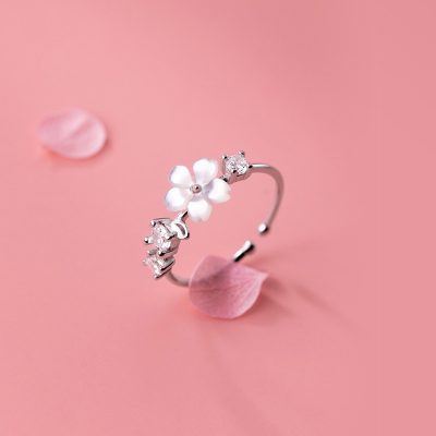 Nhẫn Bạc Nữ đính đá CZ Hình Hoa Mai Cách điệu Brianna LILI 093685 10