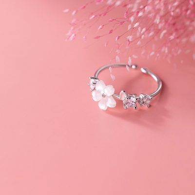 Nhẫn Bạc Nữ đính đá CZ Hình Hoa Mai Cách điệu Brianna LILI 093685 13