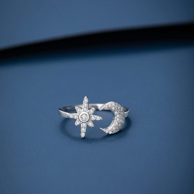 Nhẫn Bạc Nữ đính đá CZ Trăng Sao Milani LILI 174481 1