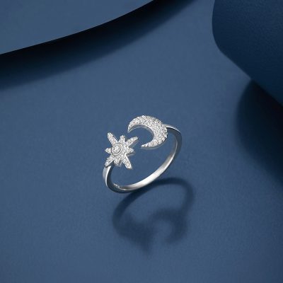 Nhẫn Bạc Nữ đính đá CZ Trăng Sao Milani LILI 174481 4