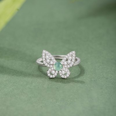 Nhẫn Bạc Nữ đính Ngọc Bích Hồ điệp Marley LILI 174515 1