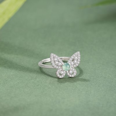 Nhẫn Bạc Nữ đính Ngọc Bích Hồ điệp Marley LILI 174515 4
