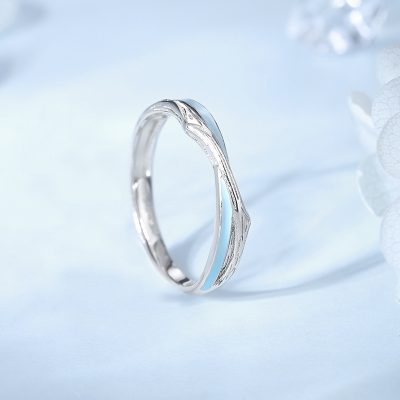 Nhẫn đôi Bạc Dạ Quang đính đá CZ Cành Hoa Hồng Gai Delilah LILI 172553 5